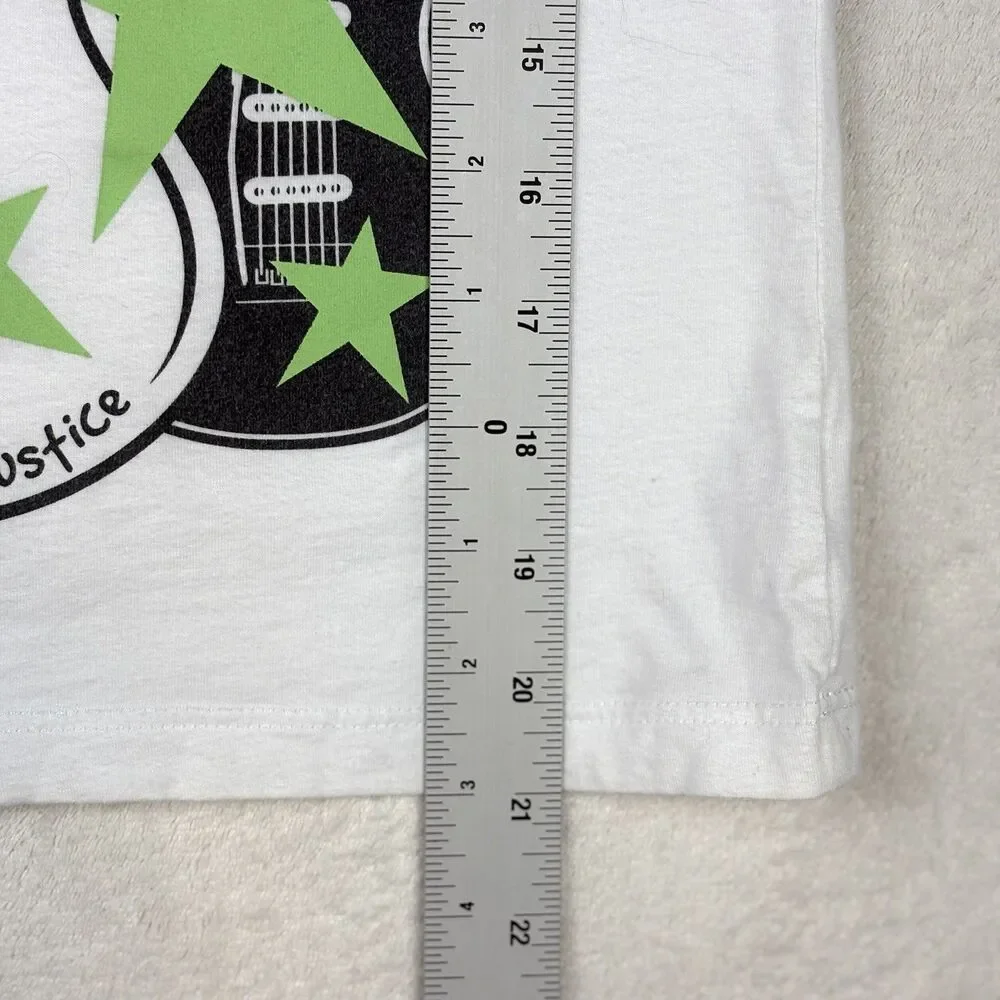 Vintage Y2K Justice Top Girls S 12 White My Mom Rocks Graphic Tee Guitar Stars